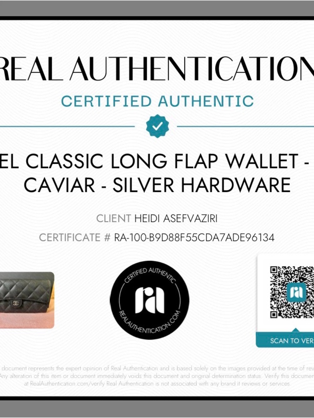 NWT CHANEL Black Quilted Caviar Leather Long Wallet with Silver CC - Picture 15 of 15